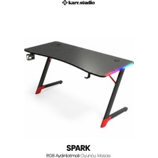 Karr Gaming Spark 25mm RGB Aydınlatmalı Oyuncu Masası | Siyah Karbon Fiber Kaplama