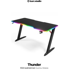 Karr Gaming Thunder 25mm RGB Aydınlatmalı Oyuncu Masası | Siyah Karbon Fiber Kaplama