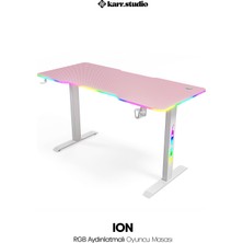 Karr Gaming Ion 25mm Rgb Aydınlatmalı Oyuncu Masası | Pembe Karbon Fiber Kaplama