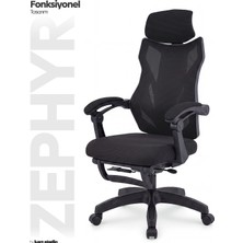 Karr Gaming Zephyr Ergonomik Tasarımlı Siyah Oyuncu Koltuğu 110 kg Taşıma Kapasitesiyle Konforlu Destek