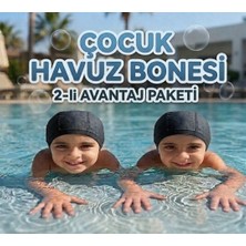 Tayuya Çocuk Havuz Bonesi 2'li Set Kaymaz Lastikli Deniz ve Yüzme Bonesi