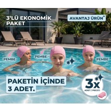 Tayuya 3'lü Ekonomik Paket Kadın Pembe Deniz ve Havuz Bonesi - Alın Izi Yapmayan Esnek Mikro Kumaş Yüzücü Bonesi Seti (3 Adet)