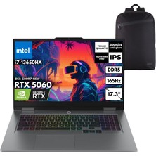 Lenovo Loq 17IRX10 I7-13650HX 40-Gbddr5 4 Tbssd RTX5060 (8GB-GDDR7-115W) 17.3" IPS 165Hz Windows 11 Pro + Hmf Sırt Çantası 83JH006DTRHMF30
