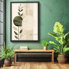 Holda Props Siyah Renk Çerçeveli Mdf Tablo Soyut Yaprak Geometrik Soyut Tablo Duvar Dekorasyonu