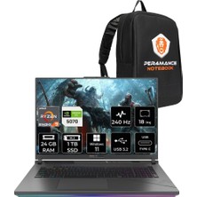 Asus Rog Strix G18 Ryzen 9 8940HX RTX 5070 8GB Gaming Laptop 24GB RAM 1TB SSD 18" QHD+ 240Hz Win11 Pro + Per4 Çanta G814PPS9002P393