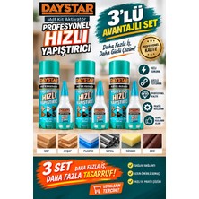 Ellante Daystar Profesyonel Hızlı Yapıştırıcı 3’lü Set – Mdf Ahşap Plastik Metal Uyumlu Aktivatörlü Güçlü Yapıştırıcı