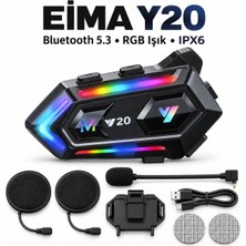Eima Y20 Bluetooth 5.3 Motosiklet Kask Kulaklığı – Rgb Işıklı, Hd Mikrofonlu, Ipx6 Suya Dayanıklı