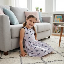 Bonbon Kız Çocuk Baskılı Açık Lila Renk Elbise BB2770