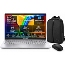 Asus Vivobook X1504MA-BQ784 Intel Core 5-320 16GB Ram 512GB SSD 15.6'' Windows 11 Pro Laptop Gümüş + Snertech Çanta + Mouse