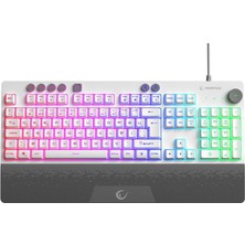 Rampage Bygamex KB-GX65 Sımula Beyaz USB Rgb Aydınlatmalı 4 Makro Tuşlu Bilek Destekli Gaming Oyuncu Klavyesi