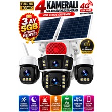 Visenox Ultimate 4 Kameralı 4g Sım Kartlı Solar Güvenlik Kamerası Çift Güneş Panelli Ptz Gece Görüş Sirenli IP66 Okam Pro Uygulama