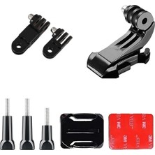 Gplus BS08KVJ 8 Parça Oval Zemin Kavisli Yüzey Vidalı J-Hook 3 Yollu Aksiyon Kamera Uyumlu 3m Yapışkan Motor Kask Bağlantı Seti
