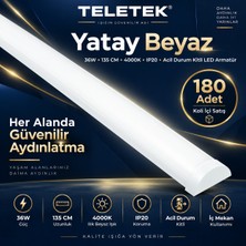 Teletek Yatay Beyaz Acil Durum Kitli LED Armatür 36W 135 cm 4000K IP20 – Ilık Beyaz Işık - 180 Adet