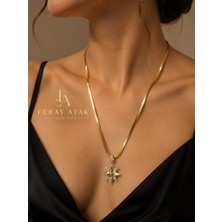 Feray Atak Collection Vıp 14K Gold Zirkon Taşlı Yıldızlı Italyan Zincir Kolye