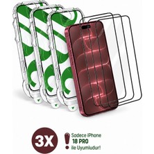 Evax [3 Adet E-Pro] iPhone 18 Pro Uyumlu Kolay Kurulum Aparatlı 5d Platinum Tam Kaplayan Cam Ekran Koruyucu