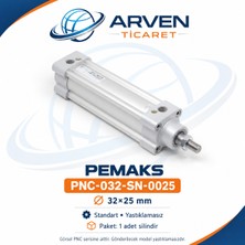 Pemaks Emaks PNC-032-SN-0025 (Pnc 32X25) Iso 15552 Çift Etkili Yastıklamasız Pnömatik Silindir