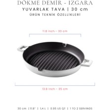 Voeux Gracieuse Koleksiyonu Döküm Yuvarlak Izgara Bombe Tava 30 cm