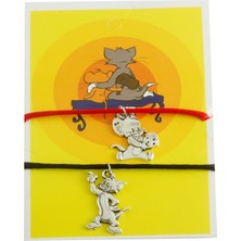 Herbal Accessory Nostaljik Kedi Fare Temalı Metal Figürlü Ip Bileklik Seti