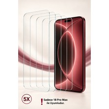 Evax 5 Adet iPhone 18 Pro Max Uyumlu Hd+ 0,26MM 9h Temperli Cam Ekran Koruyucu