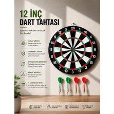 Pileli Store 12 Inç Ahşap Dart Tahtası 4 Adet Metal Uçlu Dart Oku Dahil