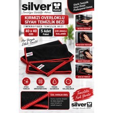 Silver Home Kırmızı Overloklu Siyah Temizlik Bezi 40X40 cm 5 Adet