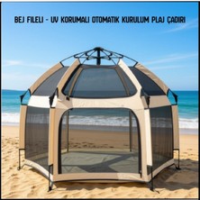 The California Beach Co. Uyguna-Yakala Bej Fileli - Uv Korumalı Otomatik Kurulum Plaj ÇADIRI-DIR.162