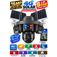 Visenox Ultimate 335 Premium 16MP 4g Solar Güvenlik Kamerası Çift Panel Ptz Insan Takip Renkli Gece Görüş IP66 Okam Pro Uygulama