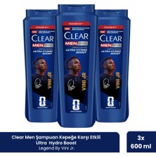 Clear Men Şampuan Kepeğe Karşı Etkili Ultra Hydro Boost Legends By Vini Jr. 600 ml x 3 Adet