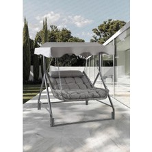 Bed Çiftli Rattan Bahçe Balkon Salıncağı Gri