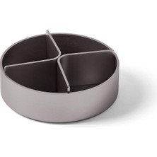 Lexon 4 Bölmeli Şehir Masası Tepsisi Yuvarlak Alüminyum (Gun Metal)