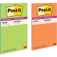 Süper Yapışkan Notlar, 2 Çizgili Yapışkan Not Defteri, 5 x 8 Inç, Okul Malzemeleri, Ofis Ürünleri, Dikey Yüzeyler, Monitörler, Duvarlar ve Pencereler
