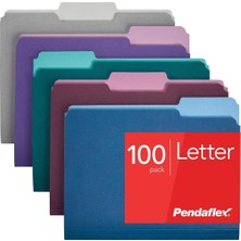 Pendaflex Iki Tonlu Renkli Dosya Klasörleri, A4 Boy, Karışık Renkler, 100'LÜ Paket