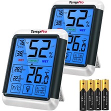 Thermopro TP55 Dijital Iç Mekan Higrometre Termometresi Sıcaklık ve Nem Monitörü Bebek Odası Çocuk Odası Nemi Ölçer, Büyük Arka Aydınlatmalı Dokunmati