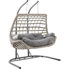 Cunda Çiftli Rattan Bahçe Balkon Salıncağı Cappuccino
