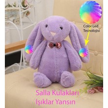 LED Işıklı Uyku Arkadaşı Uzun Kulak Bunny Peluş Tavşan 65CM Lila