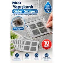 Ellante Ibıco Yapışkanlı Gider Süzgeci 10 Adet Saç ve Atık Tutucu File Banyo Duş Lavabo Gider Filtresi