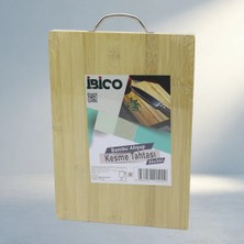 TKÇ Lüks Ahşap Bambu Kesim Panosu 24X34 cm Metal Kulplu