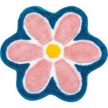 Pembe Çiçek Kilimleri 88,9 Cm, El Dokuma Renkli Komik Papatya Kilimi Yatak Odası, Mutfak, Banyo, Oturma Odası Için, Sevimli Yuvarlak Alan Halıları