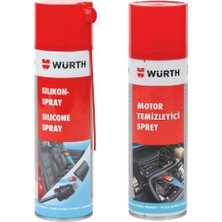 Würth 500 ml Motor Temizleyici Sprey ve 500 ml Silikon Sprey Araç İçi ve Dış Temizlik için Profesyonel Sonuç