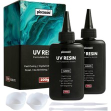 Uv Reçine 200G - Yükseltilmiş Şeffaf Sert Tip Uv Tutkal - Uv Işık Kullanarak Hızlı Sertleşen El Sanatları Reçine - Döküm ve Kaplama - Kendin Yap El Sa
