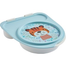 Flybee 3 Bölmeli Desenli Bebek Mama ve Yemek Tabağı, Çatal &amp; Kaşık Seti