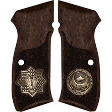 Makgrips Cz 75 A Metal Kurt Temalı Ceviz Ağacı Ahşap Tabanca Kabzesi