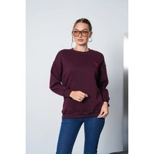 Mega Life Kalp Nakış Detaylı Basıc Sweatshırt