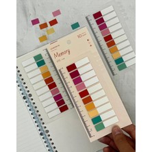 10 Yarım Renkli Cetvelli Memory Şeffaf Pet Indeks Sticker/index/post-It/postit/kitap Ayracı/not Kağıdı