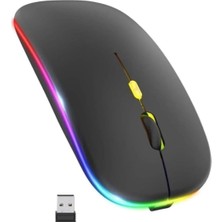 Sessiz Mouse Şarjlı Wireless + Bluetooth ve Dpı Ayarlı Rgb Aydınlatma Işıklı ve Işıksız Kullanımlı Kablosuz Mouse