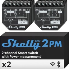 2pm Gen3 - Wlan Akıllı Röle Şalteri, Panjur Şalteri, Elektrik Sayacı, 2 Kanal, 16 A, Işık Şalteri, Akıllı Ev, Zamanlayıcı, Alexa ve Google Home, Hub G