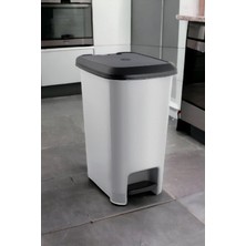 Slim Pedallı Çöp Kovası 25 Litre Gri Çöp Kovası