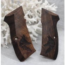 Makgrips Cz 75 A Ceviz Ağacı Köpek Temalı Tabanca Kabzesi