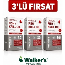 Walker's Krill Oil Omega 3 Sitikolin Lutein Q10.    3lü Paket