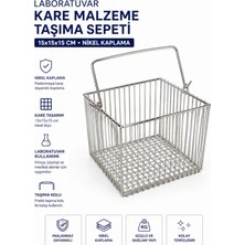 Labolist Laboratuvar Kare Malzeme Taşıma Sepeti 15X15X15 cm Nikel Kaplama